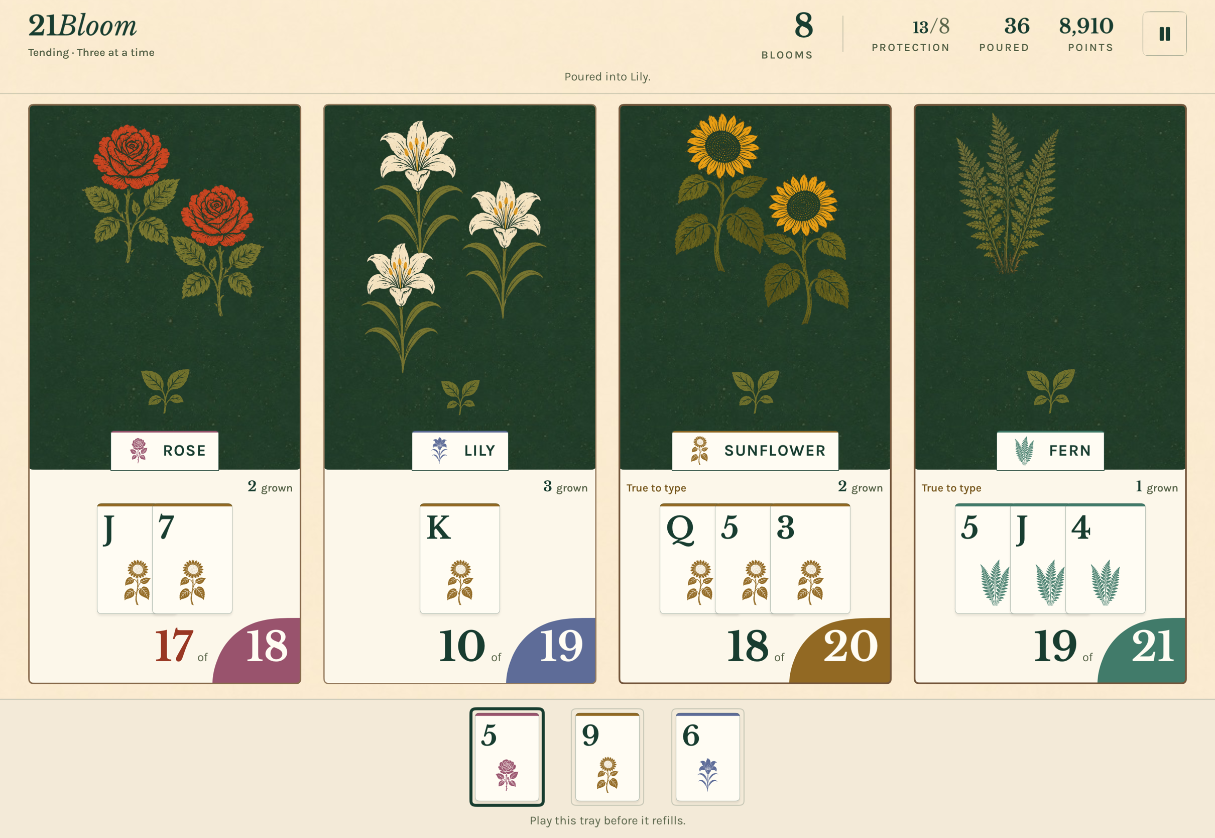 Greenhouse beta only: Three at a time Tending with 18, 19, 20 and 21 targets.